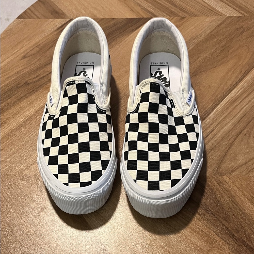 Vans Black and White Checkered Slip-On Sneakers NWOT